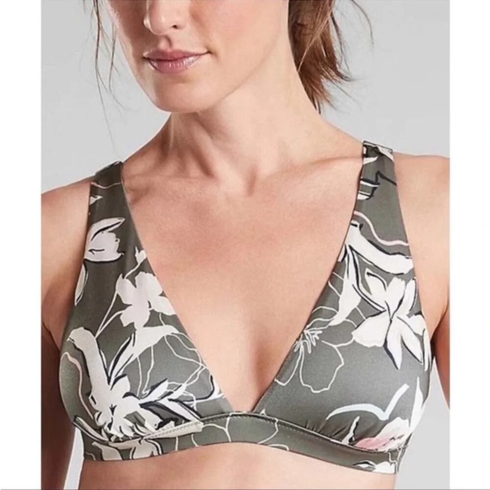 Athleta Aqualuxe Wildflower Plunge Floral Bikini Top